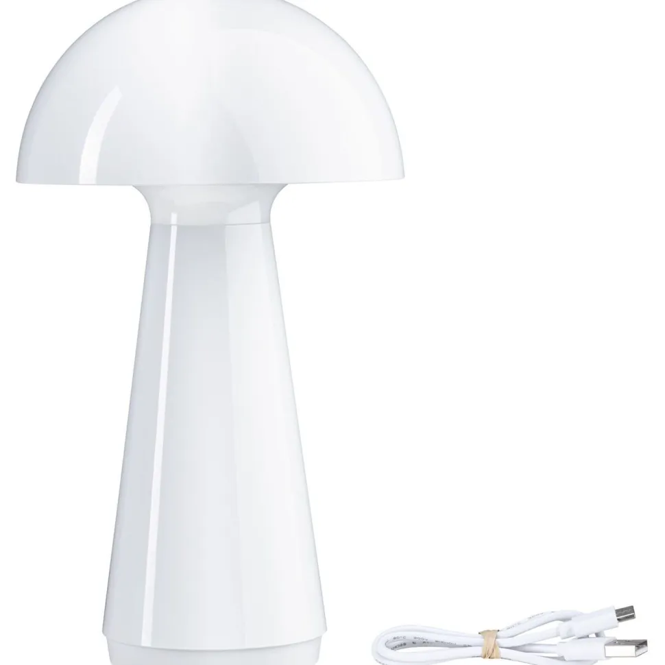 LED-pöytävalaisin Paulmann Onzo 28cm USB-ladattava 2700K IP44 3-Step-Dim himmennettävä valkoinen