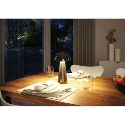 LED-pöytävalaisin Paulmann Onzo 28cm USB-ladattava 2700K IP44 3-Step-Dim himmennettävä valkoinen