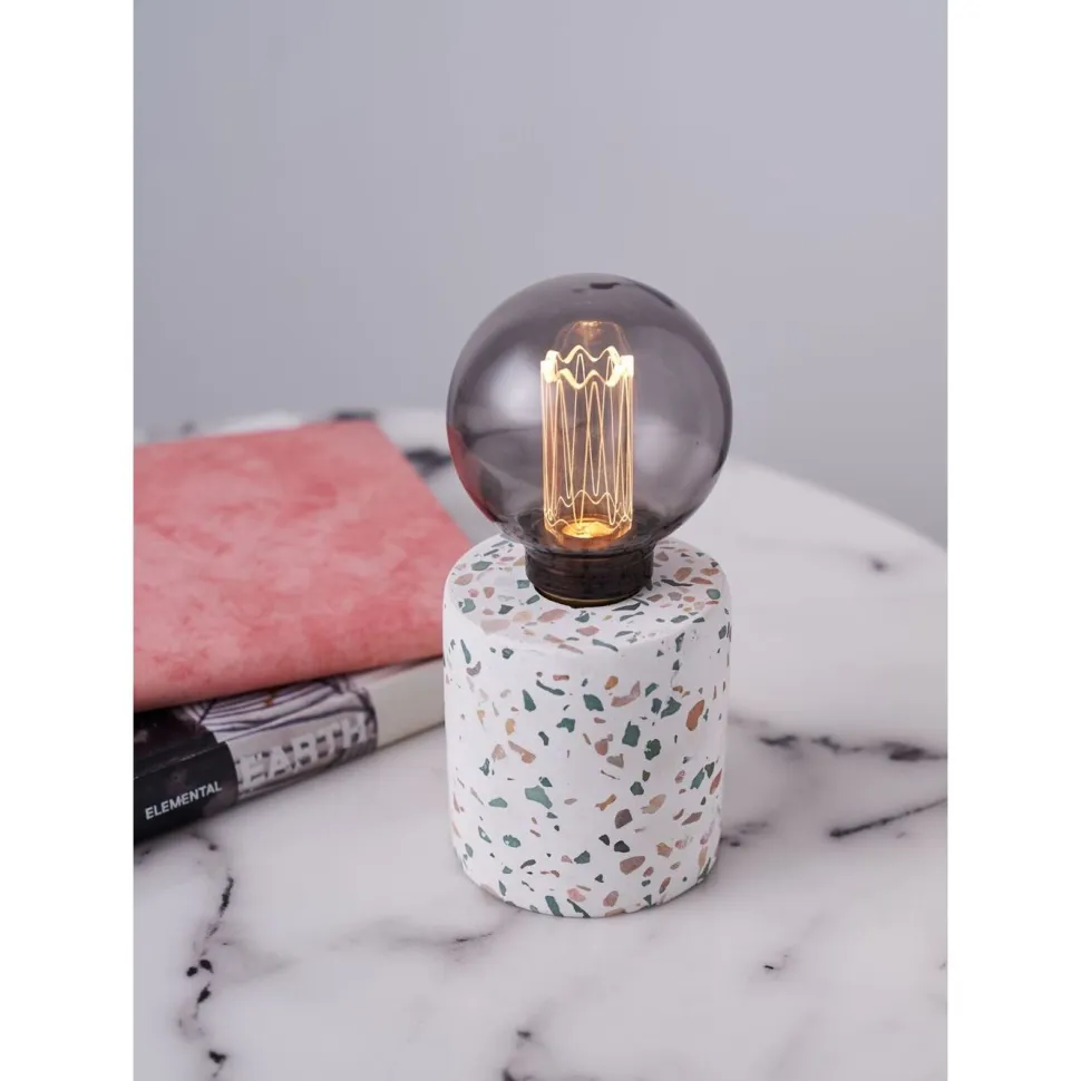LED-pöytävalaisin Paulmann Pauleen Elegant Flare, paristokäyttöinen, E27, 2500K, terrazzo