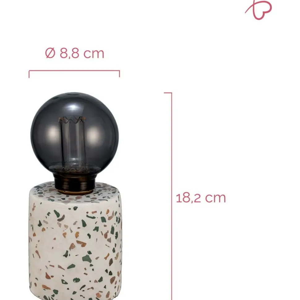 LED-pöytävalaisin Paulmann Pauleen Elegant Flare, paristokäyttöinen, E27, 2500K, terrazzo
