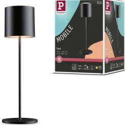LED-pöytävalaisin Paulmann Tuni 35cm USB-ladattava 2700K IP44 himmennettävä mattamusta