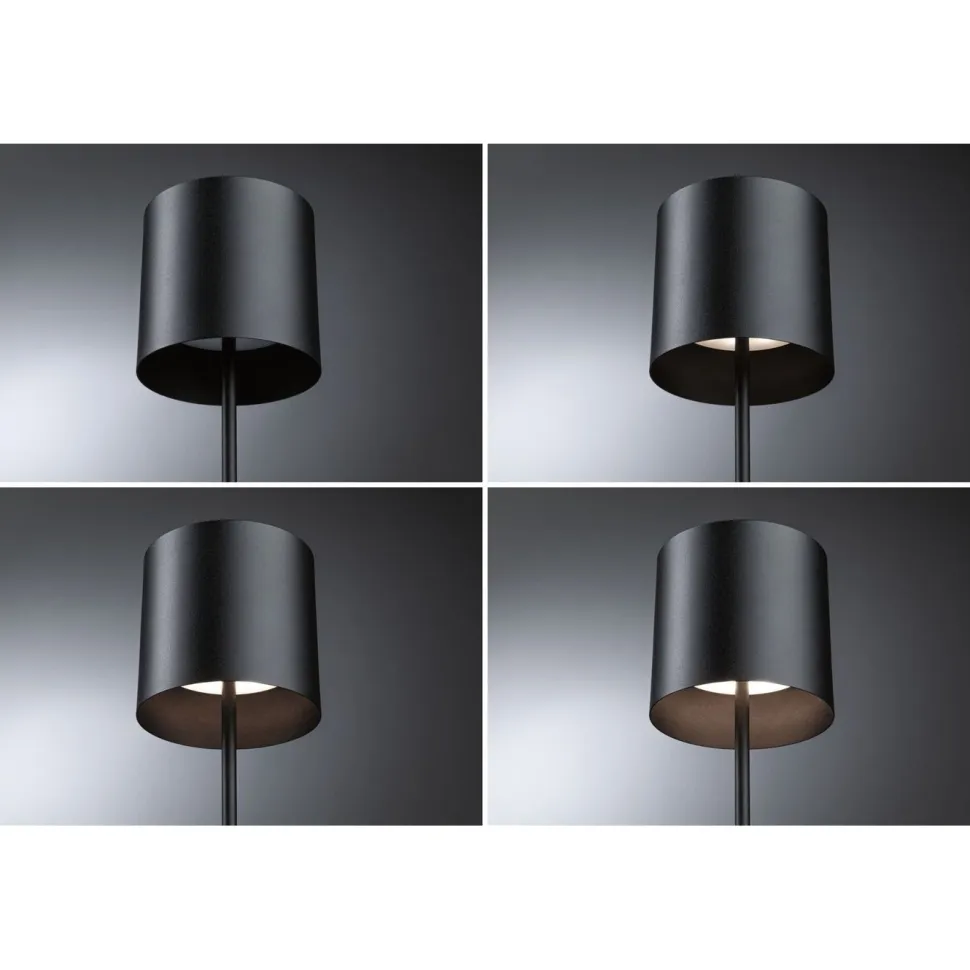 LED-pöytävalaisin Paulmann Tuni 35cm USB-ladattava 2700K IP44 himmennettävä mattamusta