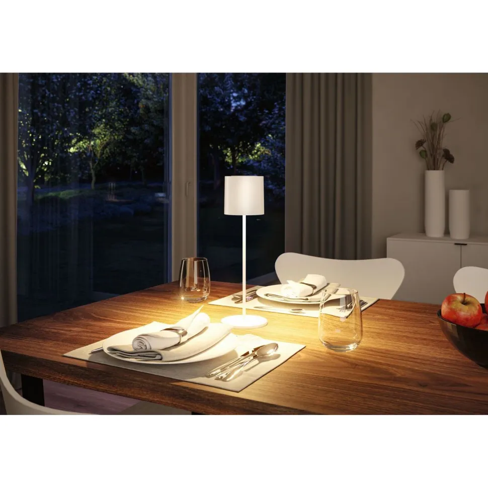 LED-pöytävalaisin Paulmann Tuni 35cm USB-ladattava 2700K IP44 himmennettävä mattamusta