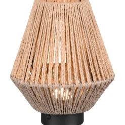 LED-pöytävalaisin Trio Lira, ruskea/paperinaru, ladattava