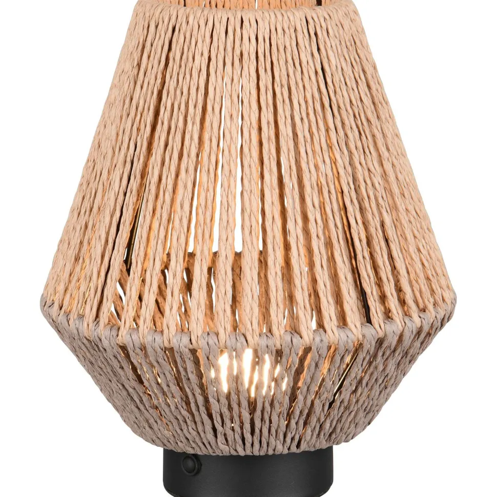 LED-pöytävalaisin Trio Lira, ruskea/paperinaru, ladattava