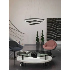 LED-Riippuvalaisin Eglo connect.z Lobinero-z 43.2W Ø58cm musta/valkoinen