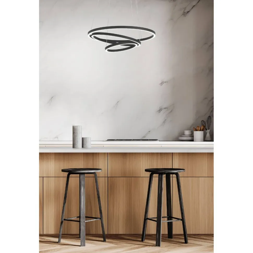 LED-Riippuvalaisin Eglo connect.z Lobinero-z 43.2W Ø58cm musta/valkoinen