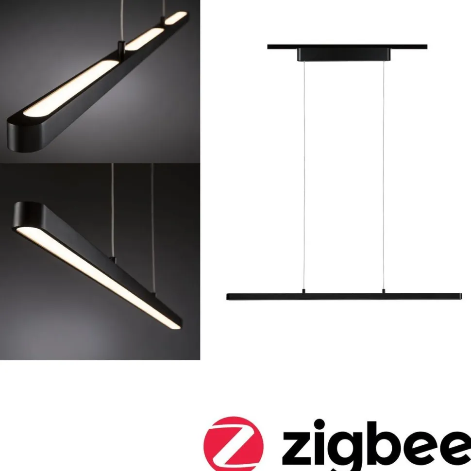 LED-riippuvalaisin kiskoon Paulmann URail Lento, Smart Home Zigbee 3.0, säädettävä värilämpötila, himmennettävä, mattamusta