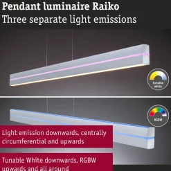 LED-riippuvalaisin Paulmann Raiko, RGBW+, himmennettävä, 2300lm/370lm, 19W/6W, musta