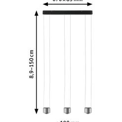 LED-riippuvalaisin Paulmann Aldan, 2700K, himmennettävä, musta/harjattu alumiini
