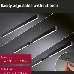 LED-riippuvalaisin Paulmann Aptare säädettävä leveys ja korkeus 2700K 2050lm/2050lm 2x16.5/16.5W liikeohjattava himmennettävä harjattu alumiini