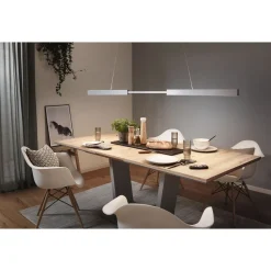 LED-riippuvalaisin Paulmann Aptare säädettävä leveys ja korkeus 2700K 2050lm/2050lm 2x16.5/16.5W liikeohjattava himmennettävä harjattu alumiini