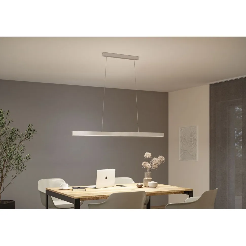 LED-riippuvalaisin Paulmann Aptare säädettävä leveys ja korkeus 2700K 2050lm/2050lm 2x16.5/16.5W liikeohjattava himmennettävä harjattu alumiini