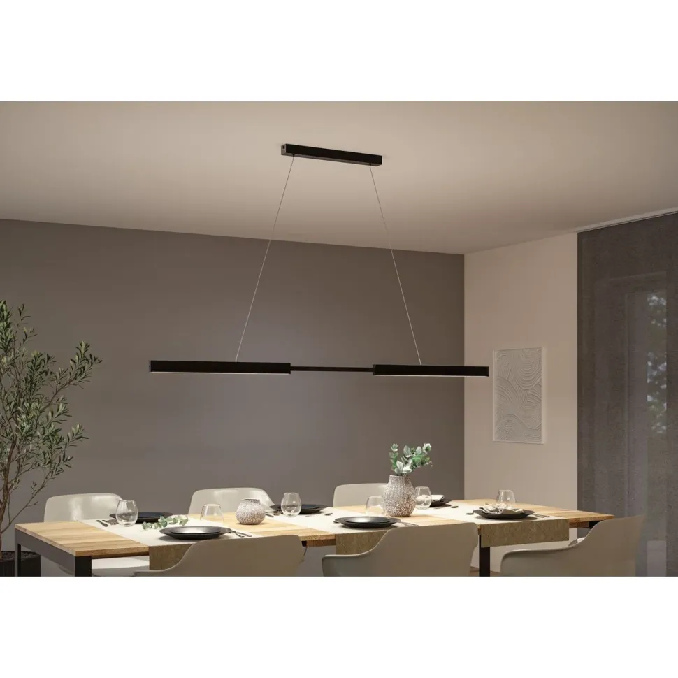LED-riippuvalaisin Paulmann Aptare säädettävä leveys ja korkeus 2700K 2050lm/2050lm 2x16.5/16.5W liikeohjattava himmennettävä harjattu alumiini