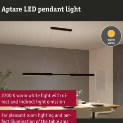 LED-riippuvalaisin Paulmann Aptare säädettävä leveys ja korkeus 2700K 2050lm/2050lm 2x16.5/16.5W liikeohjattava himmennettävä harjattu alumiini