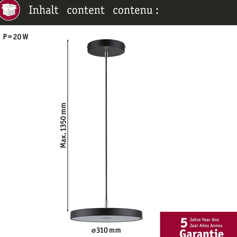 LED-riippuvalaisin Paulmann Hildor, 17W, himmennettävä, mattamusta