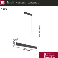 LED-riippuvalaisin Paulmann Jagun 2700K 2000lm 26W 3-Step-Dim himmennettävä antrasiitti