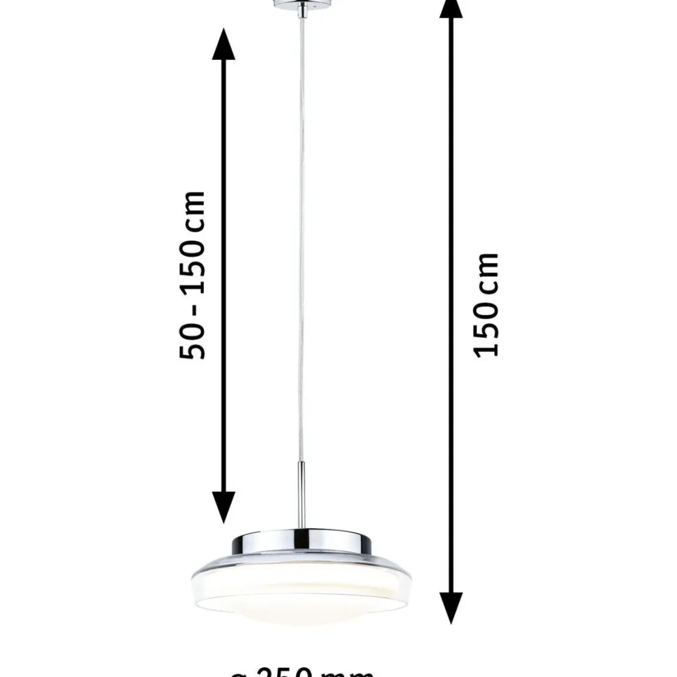 LED-riippuvalaisin Paulmann Luena, IP44, lasi/kromi