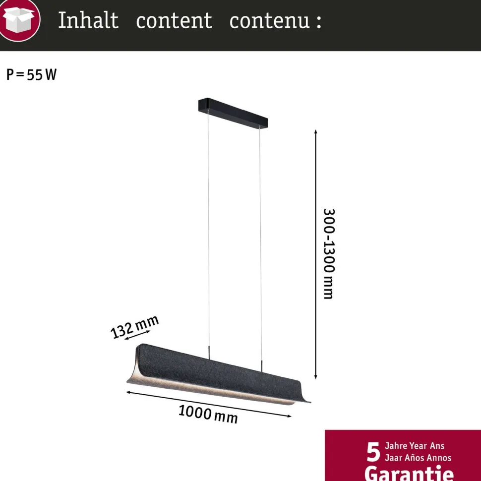 LED-riippuvalaisin Paulmann Noyan 100cm 2x24W 3-Step-Dim himmennettävä antrasiitti