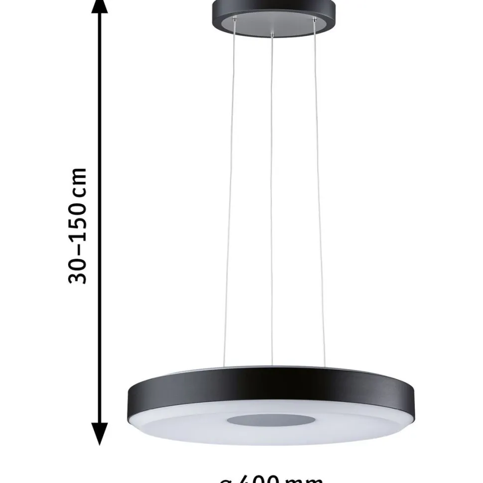 LED-riippuvalaisin Paulmann Puric Pane, 2700K, himmennettävä, musta/harmaa