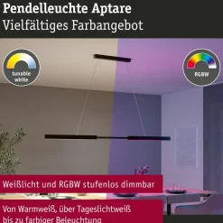 LED-riippuvalaisin Paulmann Smart Home Zigbee 3.0 Aptare, säädettävä, RGBW+, himmennettävä, 1920lm/1920lm, 2x16W, harjattu musta