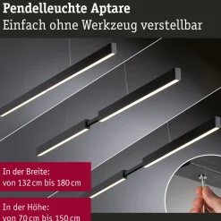 LED-riippuvalaisin Paulmann Smart Home Zigbee 3.0 Aptare, säädettävä, RGBW+, himmennettävä, 1920lm/1920lm, 2x16W, harjattu musta
