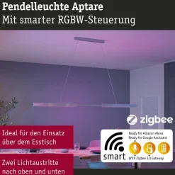 LED-riippuvalaisin Paulmann Smart Home Zigbee 3.0 Aptare, säädettävä, RGBW+, himmennettävä, 1920lm/1920lm, 2x16W, harjattu musta