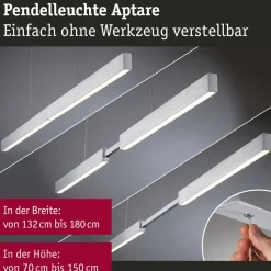 LED-riippuvalaisin Paulmann Smart Home Zigbee 3.0 Aptare, säädettävä, RGBW+, himmennettävä, 1920lm/1920lm, 2x16W, harjattu musta