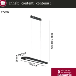 LED-riippuvalaisin Paulmann Tulga 27W 3-Step-Dim himmennettävä antrasiitti