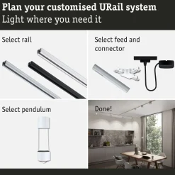 LED-riippuvalaisin Paulmann URail Aldan 930lm/530lm 8.5W 4000K himmennettävä valkoinen