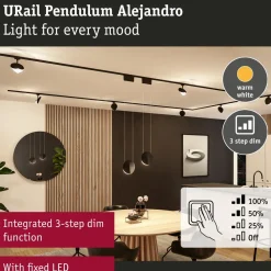 LED-riippuvalaisin Paulmann URail Alejandro 800lm 10W 4000K 3-Step-Dim himmennettävä valkoinen
