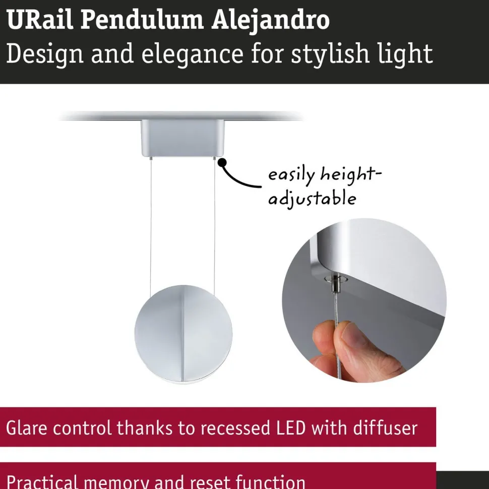 LED-riippuvalaisin Paulmann URail Alejandro 800lm 10W 4000K 3-Step-Dim himmennettävä valkoinen