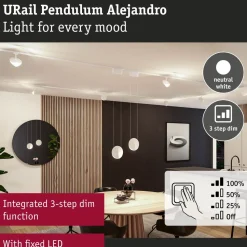 LED-riippuvalaisin Paulmann URail Alejandro 800lm 10W 4000K 3-Step-Dim himmennettävä valkoinen