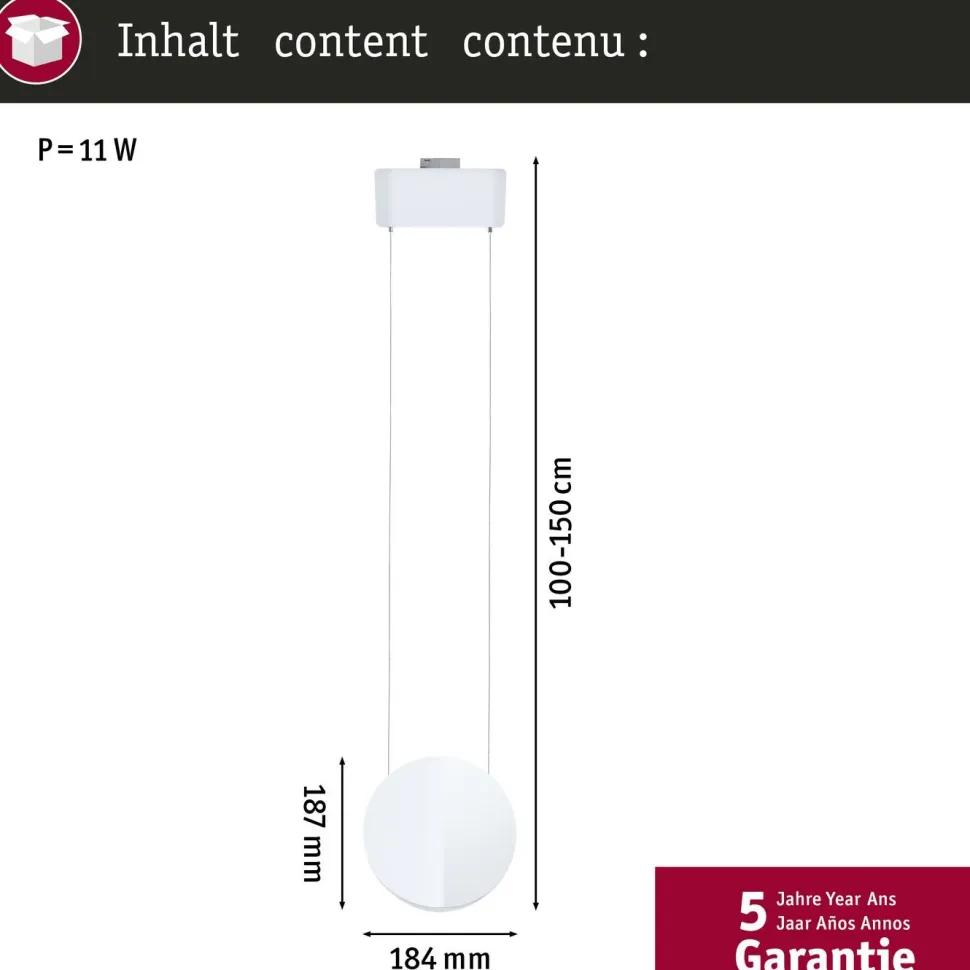 LED-riippuvalaisin Paulmann URail Alejandro 800lm 10W 4000K 3-Step-Dim himmennettävä valkoinen