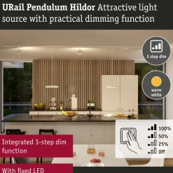 LED-riippuvalaisin Paulmann URail Hildor 850lm 15W 4000K 3-Step-Dim himmennettävä valkoinen