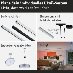 LED-riippuvalaisin Paulmann URail Smart Home Zigbee 3.0 Hildor, Ø31cm, 510lm, 10W, RGBW+, himmennettävä, 230V, mattamusta