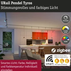 LED-riippuvalaisin Paulmann URail Smart Home Zigbee 3.0 Tyros, Ø10cm, 200lm, 4.5W, RGBW+, himmennettävä, 230V, signaalivalkoinen
