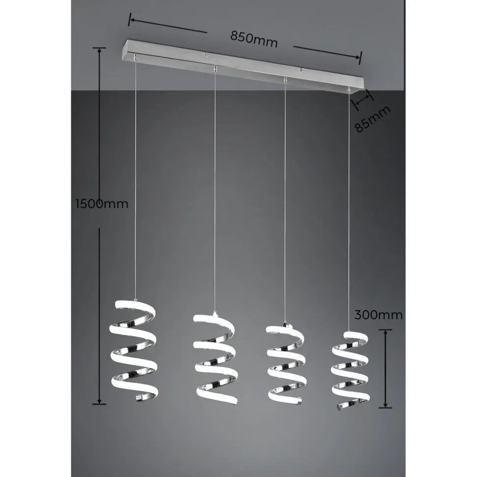 LED-riippuvalaisin Trio Laola, 4-os, kromi, 4000K