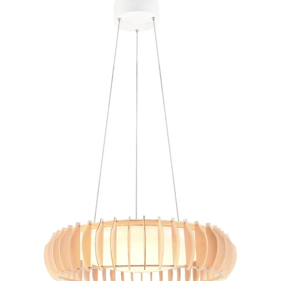 LED-riippuvalaisin Trio Monte, 60cm, valkoinen/puu