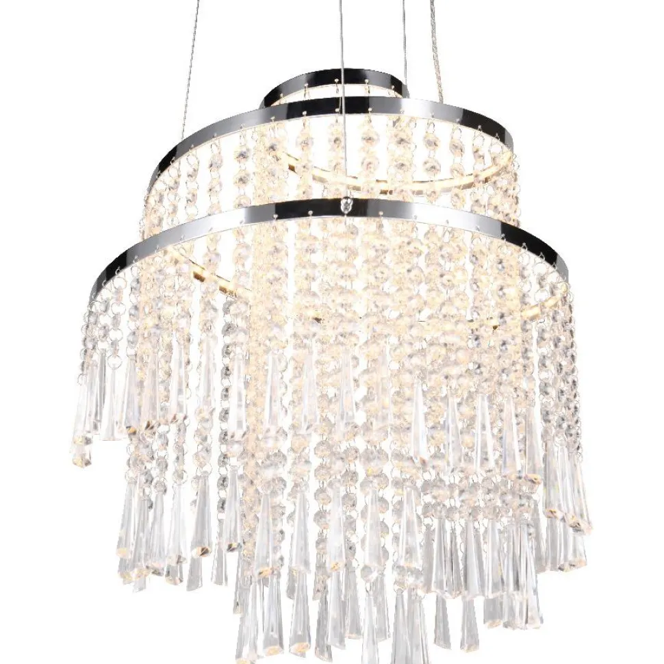 LED-riippuvalaisin Trio Pomp, 38cm, kromi/kirkas