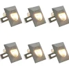 LED-seinävalaisimet ulkokäyttöön, 6 kpl, 5 W, hopea, neliö