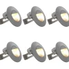 LED-seinävalaisimet ulkokäyttöön, 6 kpl, 5 W, hopea, pyöreä