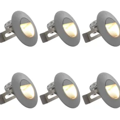 LED-seinävalaisimet ulkokäyttöön, 6 kpl, 5 W, hopea, pyöreä