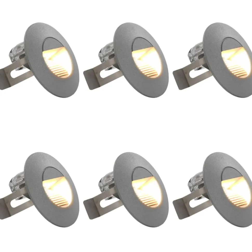 LED-seinävalaisimet ulkokäyttöön, 6 kpl, 5 W, hopea, pyöreä