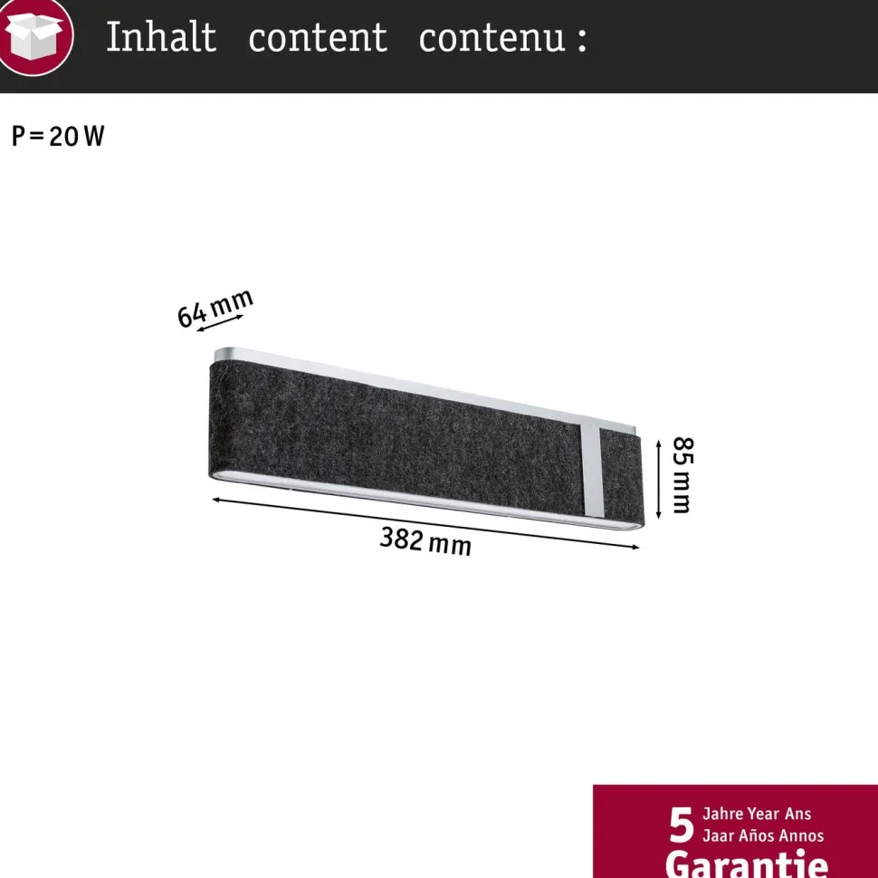 LED-seinävalaisin Paulmann Jagun 2700K 1250lm 18W 3-Step-Dim himmennettävä antrasiitti