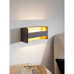 LED-Seinävalaisin Eglo Feloniche 22x10cm musta/kulta