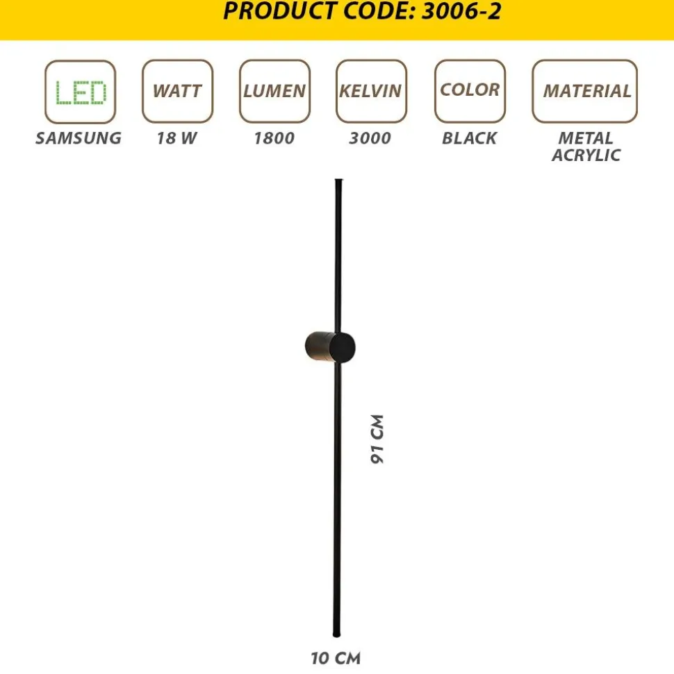 LED-seinävalaisin Linento Lighting Wible 91 cm eri värejä