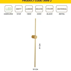 LED-seinävalaisin Linento Lighting Wible 91 cm eri värejä