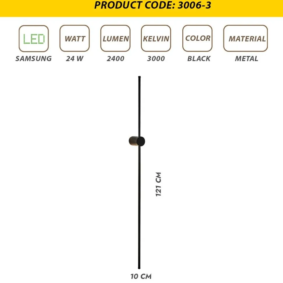 LED-seinävalaisin Linento Lighting Wible 121 cm musta