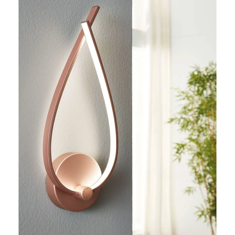 LED-Seinävalaisin Palozza 42,5cm ruusukulta